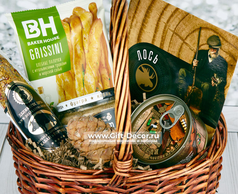 Корзина с дичью «Охотничий трофей» | Паштет из медведя, косуля, лось | Gift-Decor