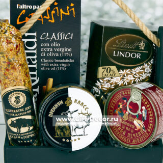 Европейский пикник в миниатюре – набор в деревянном ящике с паштетом и дичью