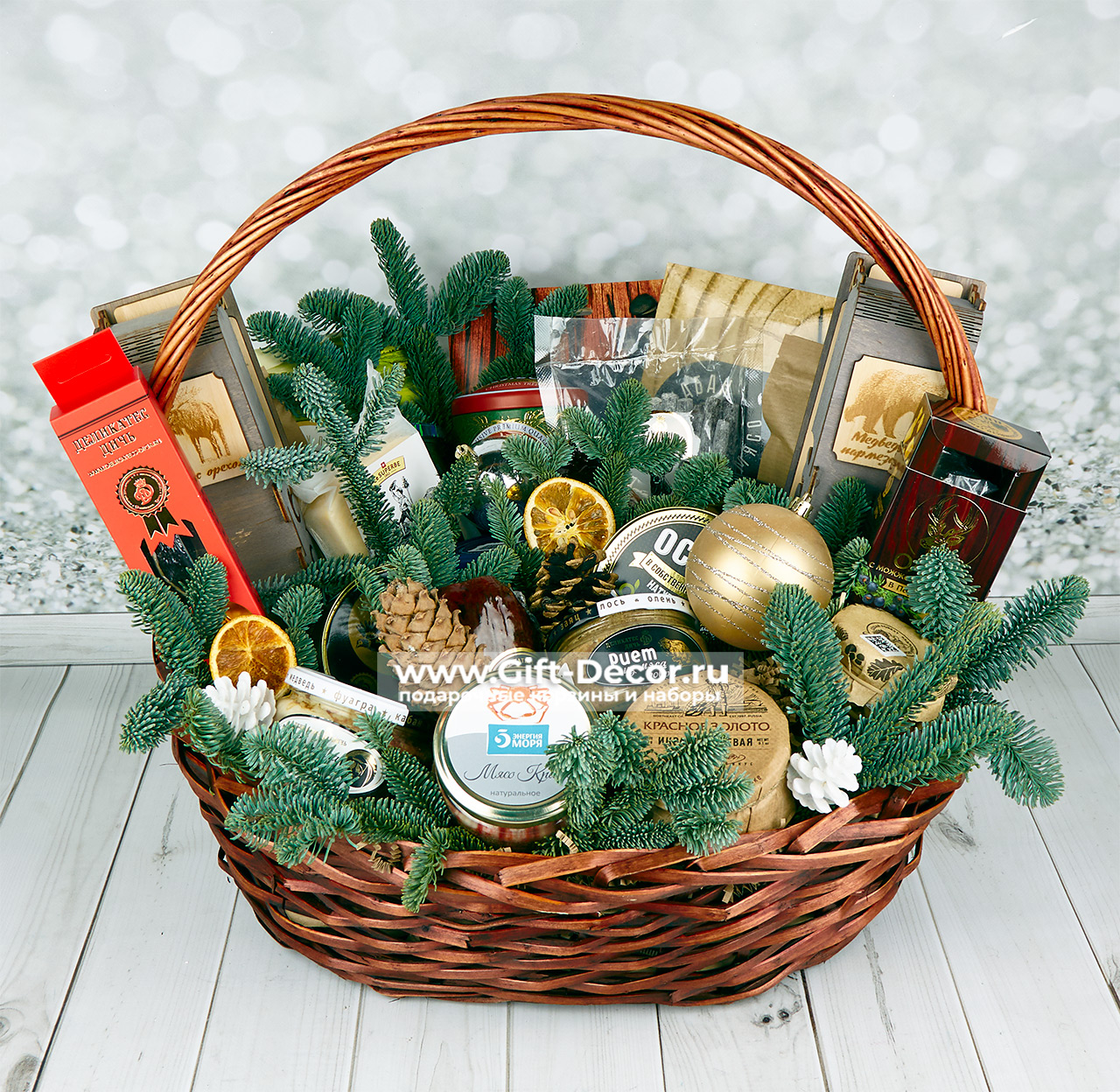 Подарочная корзина премиум "Царская трапеза" с дичью, красной икрой и осетром | Новогодний подарок 2026 | Гифт-Декор