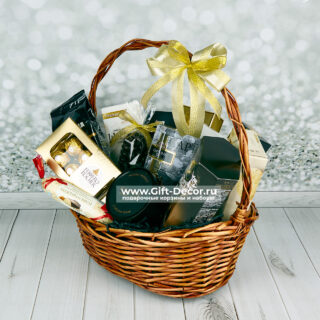Мужская корзина сладостей с кофе и чаем «Джентльмен» Мужская корзина сладостей с кофе и чаем «Джентльмен»