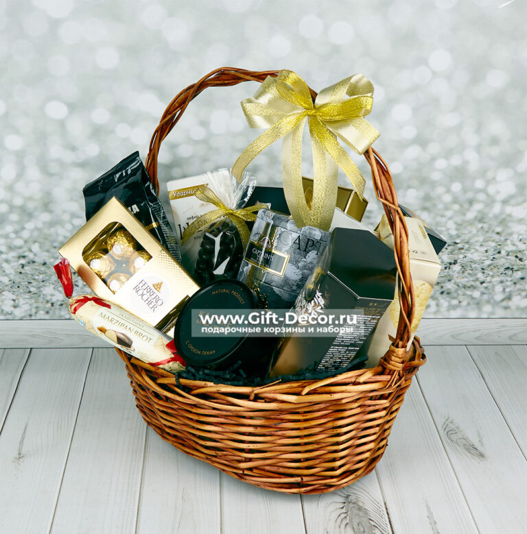 Мужская корзина сладостей с кофе и чаем «Джентльмен» Мужская корзина сладостей с кофе и чаем «Джентльмен»
