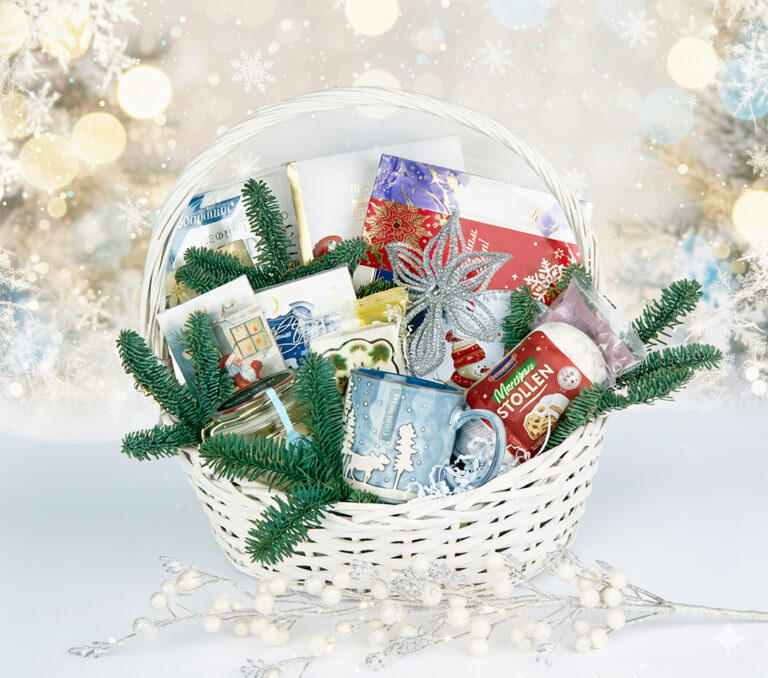 Подарочная корзина «Новогодний огонёк» | Набор сладостей и чая | Подарок для уюта 2026