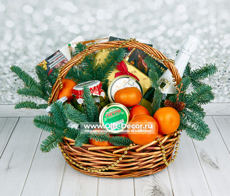 Новогодняя корзина «Праздник без забот» | Готовый гастрономический подарок Новогодняя корзина «Праздник без забот» | Готовый гастрономический подарок