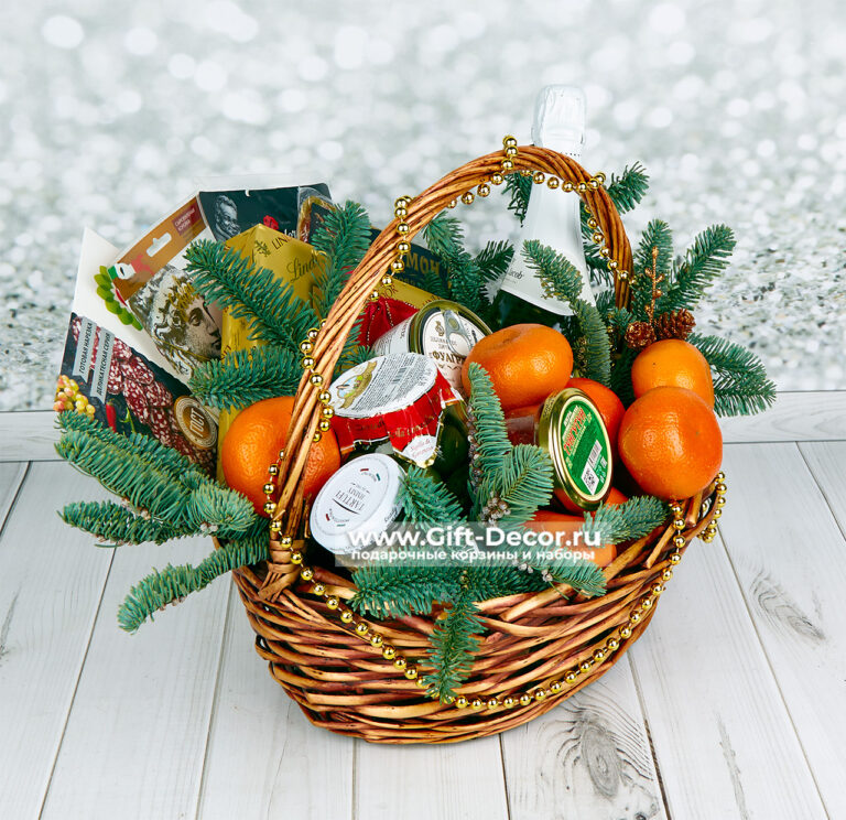 Новогодняя корзина «Праздник без забот» | Готовый гастрономический подарок Новогодняя корзина «Праздник без забот» | Готовый гастрономический подарок