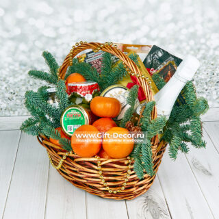 Новогодняя корзина «Праздник без забот» | Готовый гастрономический подарок Новогодняя корзина «Праздник без забот» | Готовый гастрономический подарок