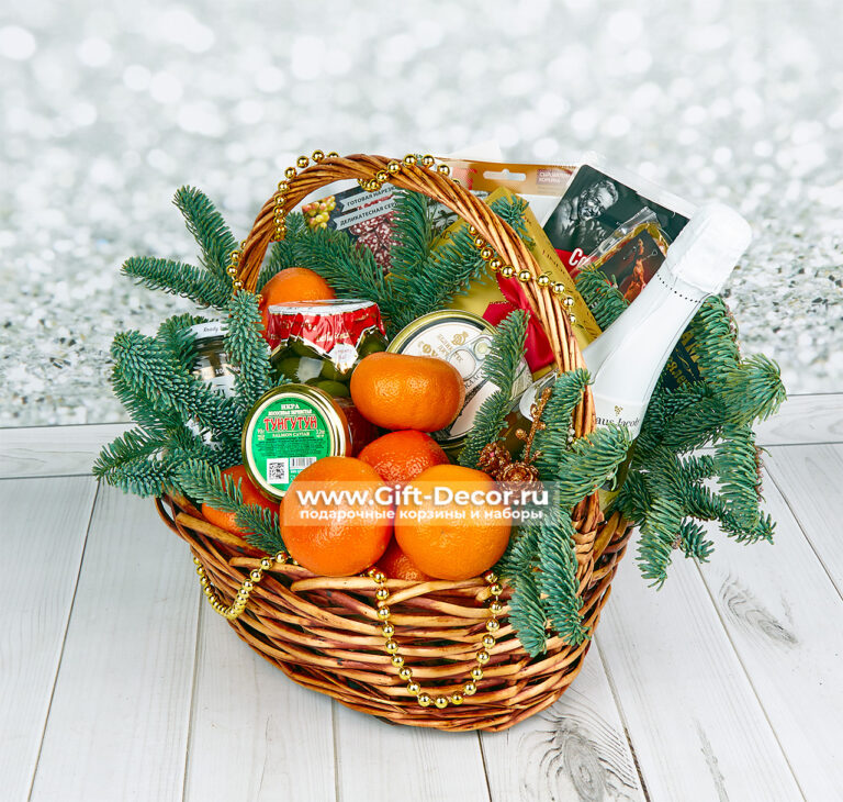 Новогодняя корзина «Праздник без забот» | Готовый гастрономический подарок Новогодняя корзина «Праздник без забот» | Готовый гастрономический подарок