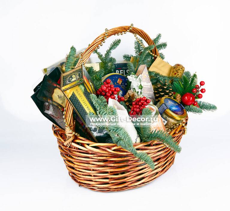 Подарочная корзина Сияние зимнего гастронома с хамоном, крабом и сырами на Новый год Подарочная корзина Сияние зимнего гастронома с хамоном, крабом и сырами на Новый год