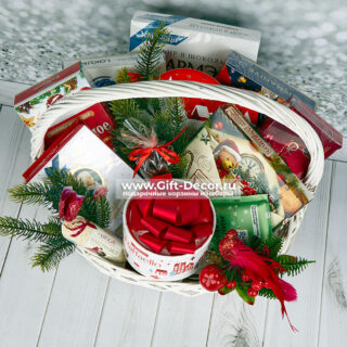 Корзина Огниво на Новый год 2026 с конфетами | Подарочная корзина сладостей