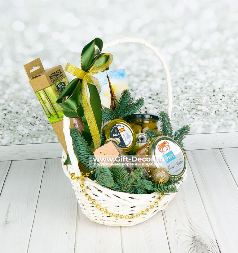 Новогодний подарок с крабом «Метель» | Гастрономическая корзина
