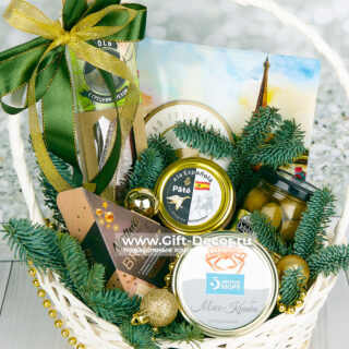 Новогодний подарок с крабом «Метель» | Гастрономическая корзина
