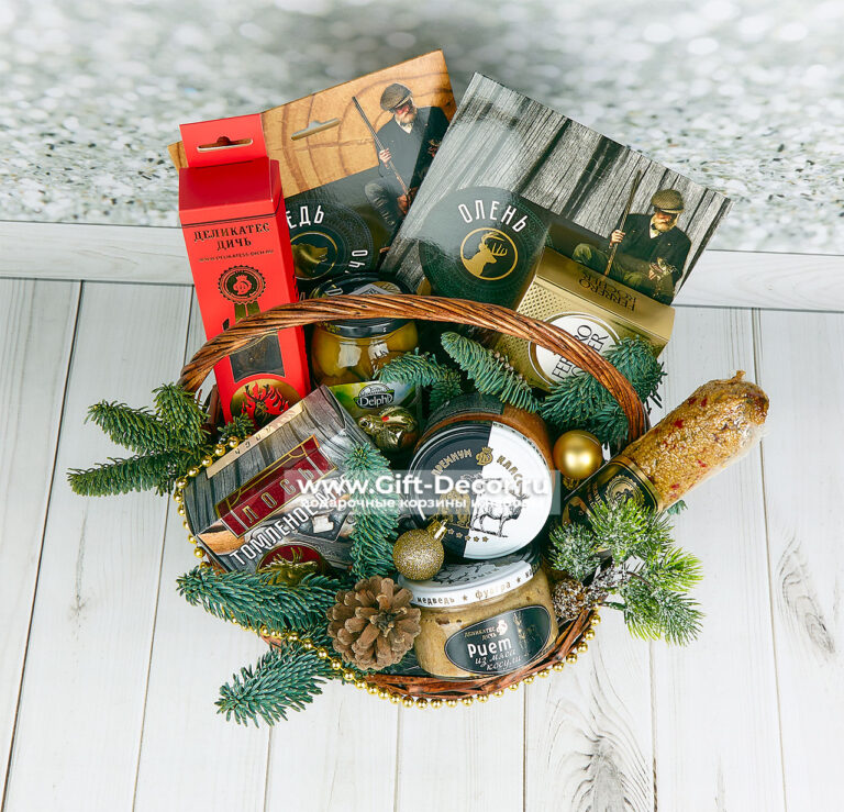 Новогодняя корзина с дичью «Марал в огне» – Купить подарок мужчине, гурману | Gift-Decor