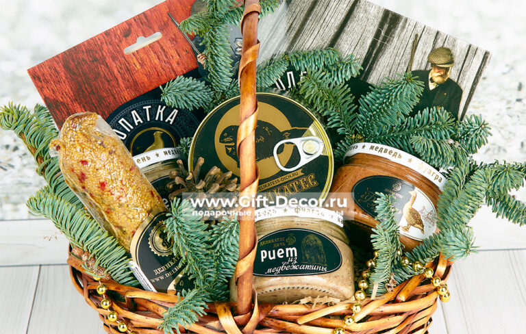 Купить Корзину «Мистер Бобр» с дичью | Подарок для мужчины-гурмана | Деликатесы из бобра и лося | Gift-Decor.ru