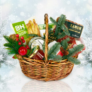 Новогодний подарок со вкусом Европы корзина с икрой хамоном фуагрой