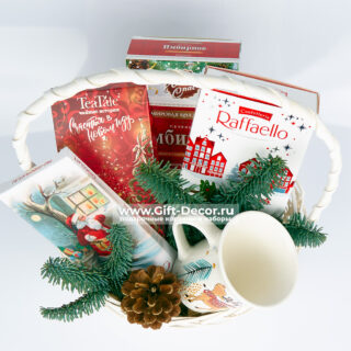 Новогодняя корзина «Мечтатели» | Подарок со сладостями и чаем | Уютное настроение Новогодняя корзина «Мечтатели» | Подарок со сладостями и чаем | Уютное настроение