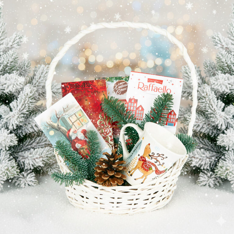 Новогодняя корзина «Мечтатели» | Подарок со сладостями и чаем | Уютное настроение Новогодняя корзина «Мечтатели» | Подарок со сладостями и чаем | Уютное настроение
