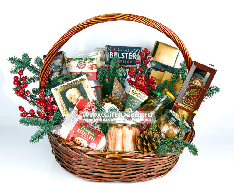 Новогодняя корзина «Роскошь праздника» | Элитный гастрономический набор 2024 Новогодняя корзина «Роскошь праздника» | Элитный гастрономический набор 2024