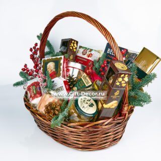 Новогодняя корзина «Роскошь праздника» | Элитный гастрономический набор 2024 Новогодняя корзина «Роскошь праздника» | Элитный гастрономический набор 2024