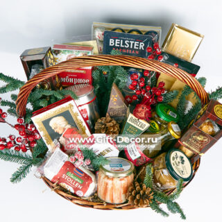 Новогодняя корзина «Роскошь праздника» | Элитный гастрономический набор 2024 Новогодняя корзина «Роскошь праздника» | Элитный гастрономический набор 2024