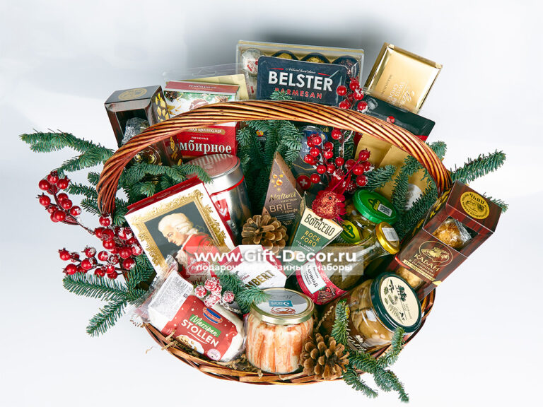 Новогодняя корзина «Роскошь праздника» | Элитный гастрономический набор 2024 Новогодняя корзина «Роскошь праздника» | Элитный гастрономический набор 2024