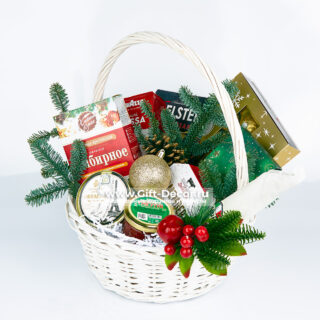 Подарочная корзина «Санта в пути» | Готовый новогодний подарок 2026 | Гастрономический набор Подарочная корзина «Санта в пути» | Готовый новогодний подарок 2026 | Гастрономический набор