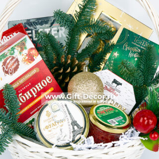 Подарочная корзина «Санта в пути» | Готовый новогодний подарок 2026 | Гастрономический набор Подарочная корзина «Санта в пути» | Готовый новогодний подарок 2026 | Гастрономический набор